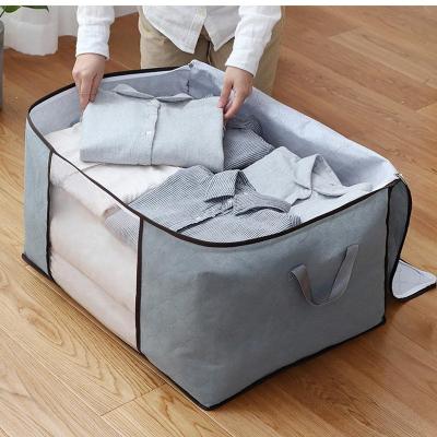 China Custom Logo Foldable Blankets Clothes Closet Organizer Folding Nonwoven Home Quilt Storage Bag for sale