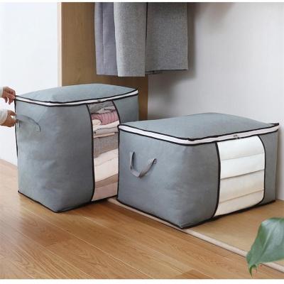 China Folding Windows Storage Clear Bags Clothes Organizer Containers With Strengthen Handle Underbed Storage Bags For Comforters for sale