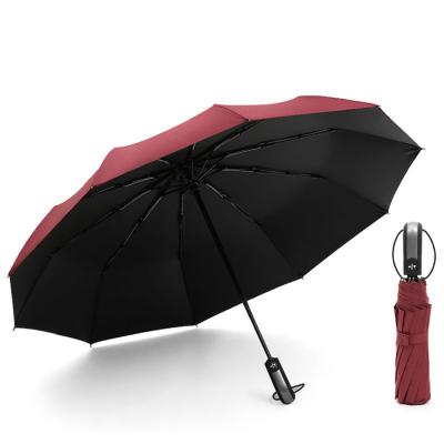 China Large Ten-bone Men's and Women's Business Umbrella Full Automatic Folding 3 Open Folding Advertising Umbrella for sale