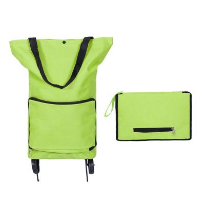 China Folding Green Foldable Reusable Shopping Bag Skin Rolled Shopping Cart Bag for sale