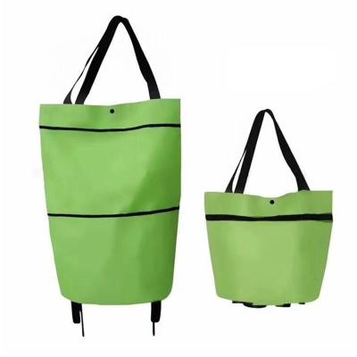 China Portable Handbag Supermarket Collapsible Folding Tug Bag Pull Rod Trolley Cart Shopping Bag Custom LOGO for sale