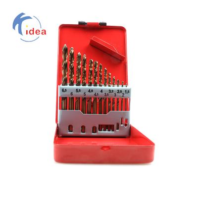 China Factory High Quality 13PCS HSS M35 Cobalt Drill Bits Set Metal Steel Drilling Straight Shank Fully Ground 50 Sets 6.5mm DIN 338 for sale