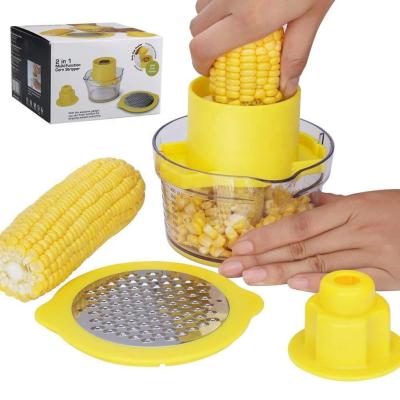 China New Style Viable 3 in 1 Multifunctional Kitchen Tools Manual Stainless Steel PP Corn Cob Stripper Gadget Set Custom for sale