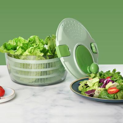 China Sustainable Kitchen 4L Rotary Handle Quick Dry Fruit Vegetables Manual Fast Food Prep Lettuce Salad Spinner with Safe Lid Lock for sale