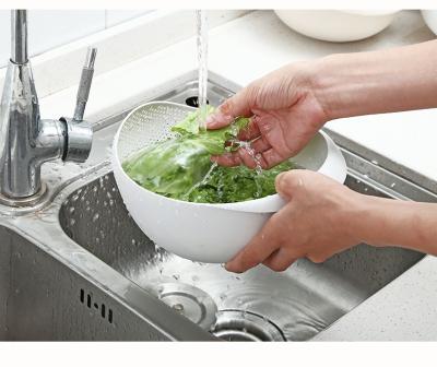 China Kitchen Viable Popular Amazon Fruit Drain Storage Basket Food Grade Rice Dish Rack Vegetable Plastic Wash Basket for sale