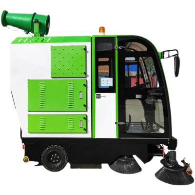 China Electrically Driven Hotels Sweeper With High Pressure Gun Washing Large Capacity Dustbin High Pressure Water Gun for sale