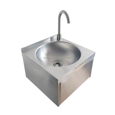 China Resturant Commercial Kitchen Equipment Eusink Modern Home or Hotel Custom Stainless Steel Sanitary Ware Bathroom Hand Wash Basin Wash room sink Knee Operated Sink for sale