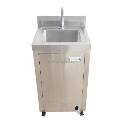 China Resturant Commercial Kitchen Equipment Eusink cheap price Stainless Steel free standing kitchen sink cabinet foot operated hand wash With Pedal Hospital Wash Basi for sale