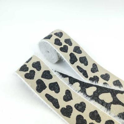 China Viable Black Thick Beige Heart Jacquard Lace Fuzz Elastic Band Down Elastic Webbing for sale