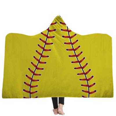 China Antistatic Wholesale Yellow Color Custom Sports Design Hooded Volleyball Fleece Blanket for sale