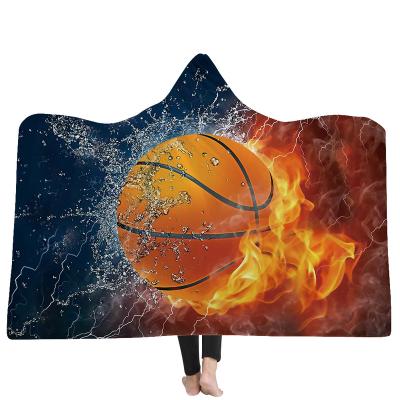 China New Arrive Amazon Hot Sale Wholesale Anti-pilling Sports Baseball Volleyball Adults Kids Sherpa Hooded Blanket for sale