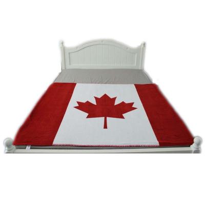 China PORTABLE Micro Plush Fleece Canada Flag Pattern Print Winter Sherpa Blanket for sale