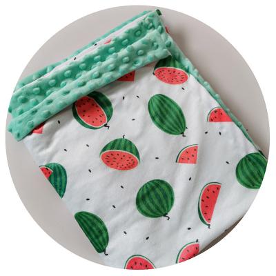 China Double Layer Anti-Static Newborn Cartoon Printed Plush Fleece Dot Swaddle Wrap Travel Baby Blanket for sale