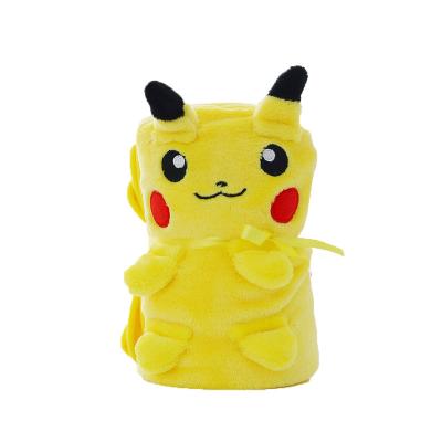 China Sustainable Embroidery Cute Pikachu Super Soft Fleece Roll Baby Gift Blanket for sale