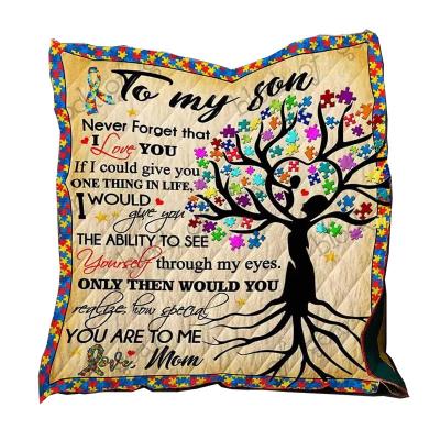 China PORTABLE 3D Digital Printing SOFTBATFY Letters To My Son Daughter Express Love Comforter Blanket For Bed for sale