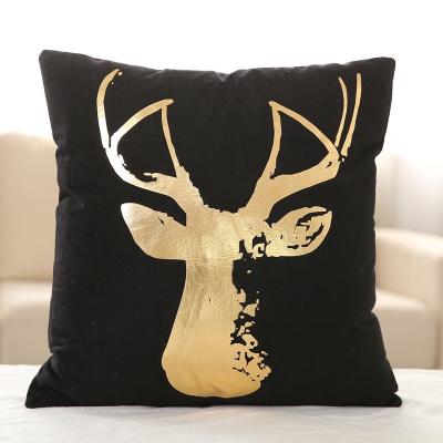 China Anti-Static Fashion Black Deer Tanning Velvet Spray Sofa Pillow Cover for sale