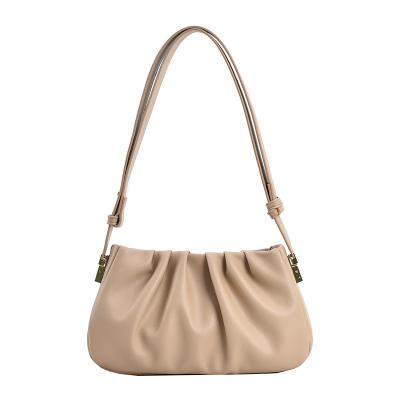 China Other Hot Sale Solid Color Cloud Bags Women Soft Shoulder Bag Pleated Handbag Ladies Cloud Handbag for sale