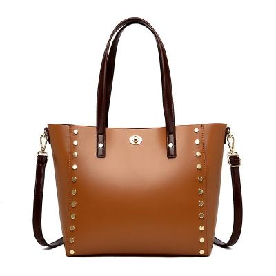 China Others High Quality Large Capacity Accept Customized Color Women Ladies Shoulder Rivet Shopping Tote Bag for sale