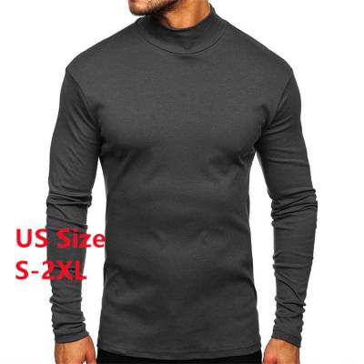 China QUICK DRY Simple Oversized White Turtleneck Men's Long Sleeve Turtleneck T-shirt Men's T-shirt Mock Neck T-Shirt for sale