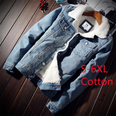 China Custom Wholesale Viable Bulk Jean Jacket With Fur Men's Denim Blue Black Oversized Men's Jeans Jackets for sale