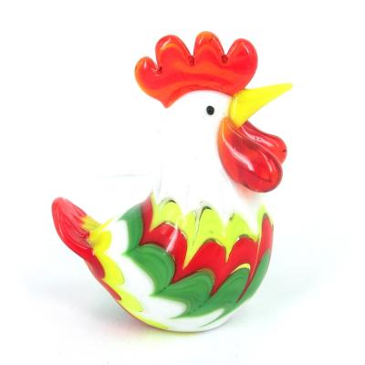 China wholesale miniature murano europe decor glass rooster figurines for sale