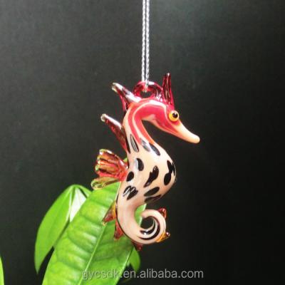 China Wholesale Beautiful Lampwork Murano Blown Glass Ornaments Animal Seahorse Ornament for sale