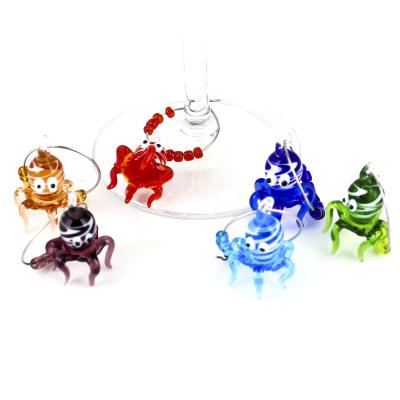 China Viable Murano Beach Summer Accessories Wine Octopus Wine Glass Charms Favor for sale