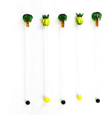 China Viable Cocktail Stick Cute Pineapple Shaped Murano Glass Stirrers Cocktail for sale