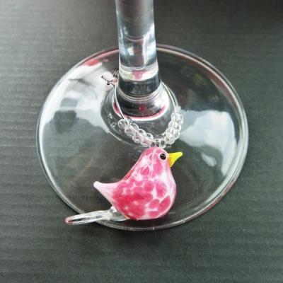 China Viable Murano Glass Bird Beads Decorative Funny Wine Glass Markers for sale