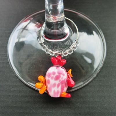 China Viable Birthday Always Give Rooster Design Wine Glass Charms Rings for sale