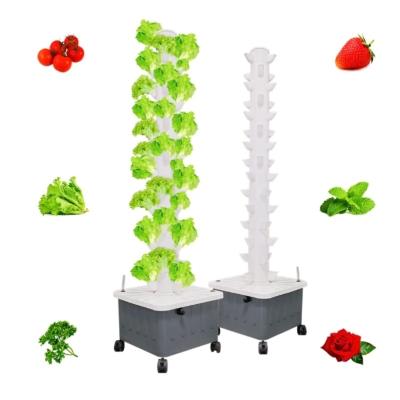 China High Quality New Agriculture Vegetable Indoor Garden Flower Fruit Aeroponic Tower Hydroponic Vertical System With Supplement LED Light for sale