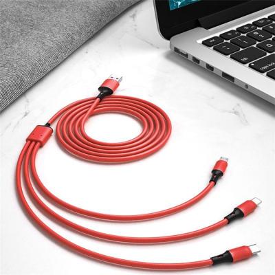 China Fast Charging Speed ​​3in1 Split Cable Universal Multi Function Mobile Phone Charger Charging Cord for sale