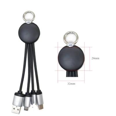 China Promotional Universal Mobile Phone Gift 3in1 USB Key Chain Cable Smartphone Usb Charging Nylon Cables for sale