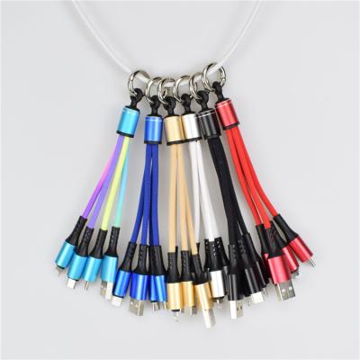 China New Speed ​​Mobile Phone Cable 3In1 Date Usb Fast Charging Portable Multi-Key Chain Cable for sale