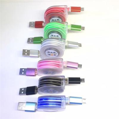 China Fast Charging Retractable Micro Data Line LED USB Sync Charger Cable Cord for sale