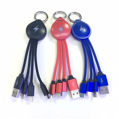 China Fast Charging Speed ​​Gift Logo 3in1 USB Data Cable Customizable Multi USB Sync Fast Charging Mobile Phone for sale