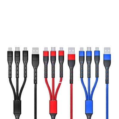 China Fast Charging Speed ​​3 In 1 6A USB Data Cable Fast Charger Wire Type C/Micro USB/iOS Cable for sale