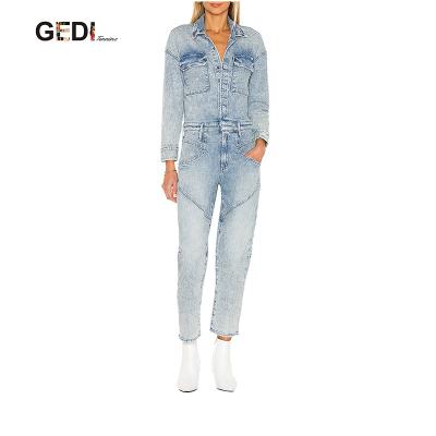 China Breathable Jumpsuit Women Ladies Popular Romper Long Sleeve One Piece Jeans for sale