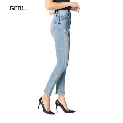 China QUICK DRY Wholesale Women Jeans Pants Vibrant Scratch Custom for sale