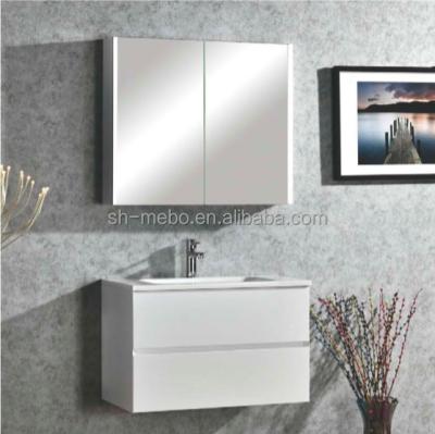 China Modern morden wall hung MDF bathroom vanity with LED light and sensor switch for sale