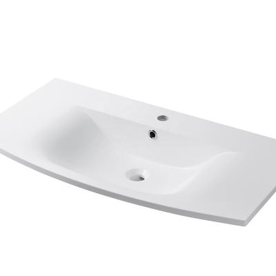 China Modern Single Bowl Bathroom Artificial Stone Top / Curved Bathroom Vanity Top for sale