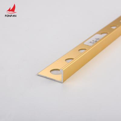 China Modern Gold 10 Mm L Shaped Aluminum Tile Corner Strip Edging Trim Flooring Accessories Decorative Strip for sale