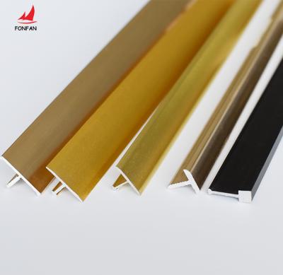 China Modern T Shaped Transition Metal Tile Trim Decorative Strip T Aluminum Wall Floor Trim Supplier for sale