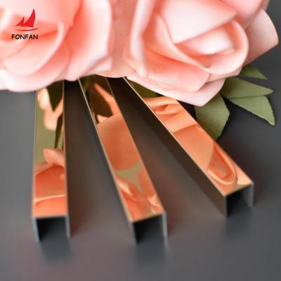 China Modern Shiny Stainless Steel Wall Decor Decorative Strip Trims Gold Tile Metal Strips for sale