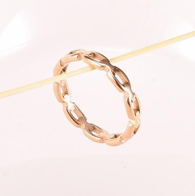 China FASHIONABLE Geometric Ring Hollow Square Chain Fine Ring 18K Gold Plated Titanium Steel 316L Jewelry for sale