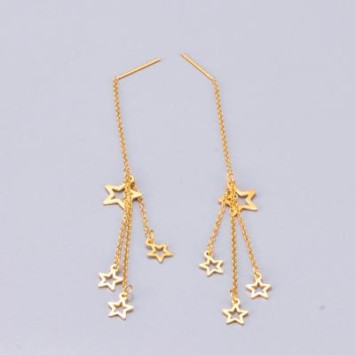 China Wholesale Romantic Star Earrings Tassels Earrings Korean Gold Plated Jewelry Temperament Titanium Steel Long Star Earrings for sale