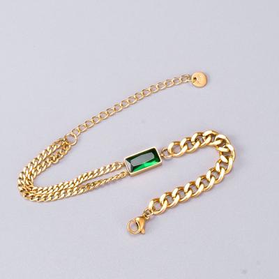 China European and American 18k titanium steel gold Zircon bracelet fashion jewelry romantic green wholesale for sale