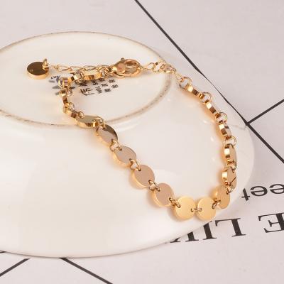 China Retro Romantic Classic Titanium Steel Bracelet 18K Rose Gold Jewelry Simple Fashion Multi-disc Bracelet for sale