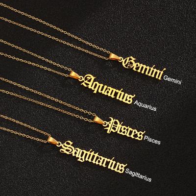 China New Fashionable Romantic 12 Zodiac Necklace Stainless Steel Necklace Men's And Women's Zodiac Jewelry for sale