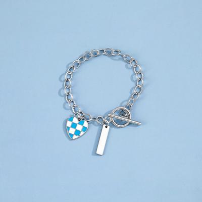 China CLASSIC Cool Bracelet OT Checkerboard Bracelet Popular Love Fashion Bracelet Buckle Pendant for sale